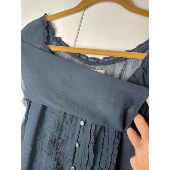 Abercrombie & Fitch Ruffle Y2K Top Size XS Milkmaid Sheer Coquette Cottagecore - Picture 5 of 13